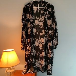 Floral Black Kimono
